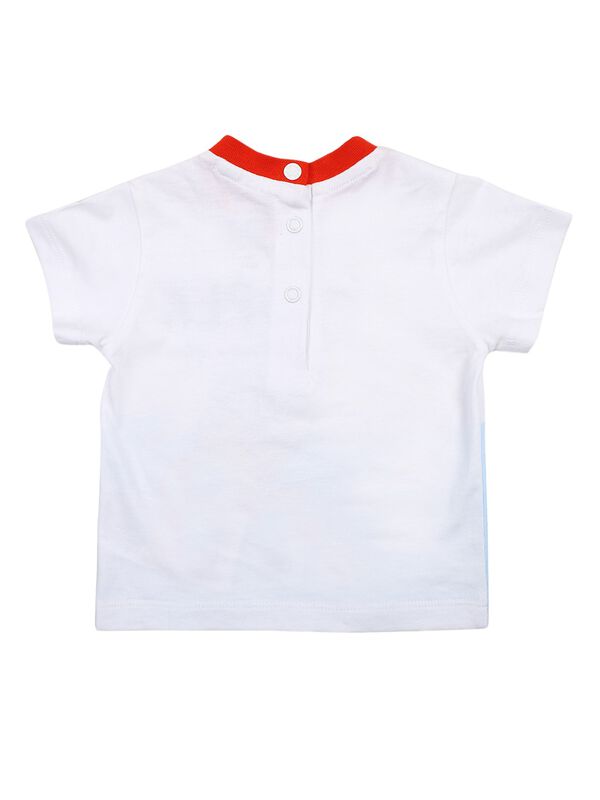Boys White & Blue Printed T-Shirt with Short Pants image number 1